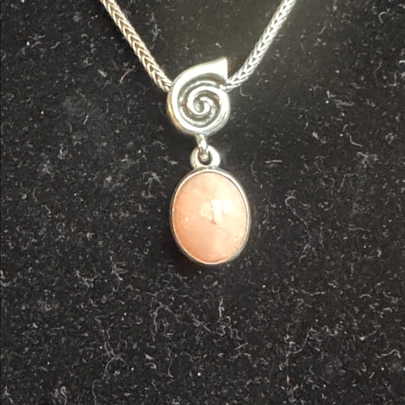 Pandora SS Necklace With Pink Opal Pendant - Picture 2 of 5